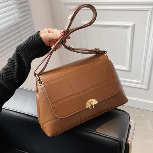 Burminsa Vintage Stone Pattern Flap Crossbody Shoulder Bags For Women Brand Designer Large Capacity Work Ladies Handbags 2021