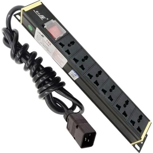 PDU Network Cabinet Rack Power Strip 1U 6units Universal Socket Double Break Switch EU US AU UK IEC-C19/C20 Plug
