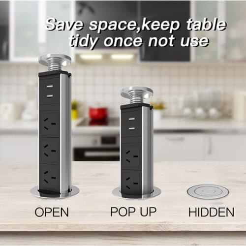 60/80mm Pop Up Socket Kitchen Office Desktop Countertop Point Pull Retractable Outlet Standard Power Socket EU UK & Usb Ports