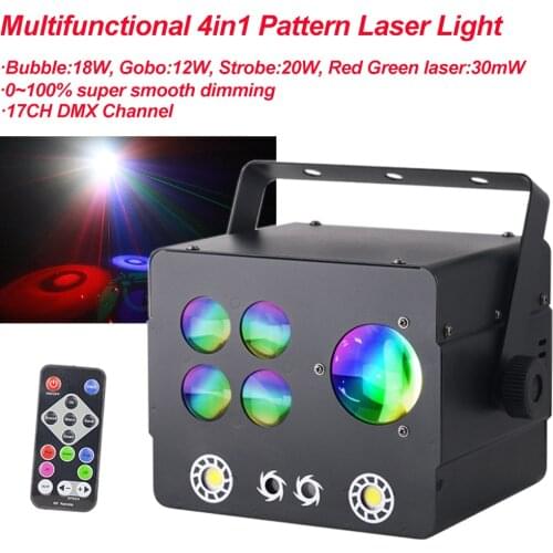 High Bright DJ Laser Disco Light 4in1 LED Scan Strobe Laser DMX Professional Party Show Club Holiday Home Bar Stage Lighting