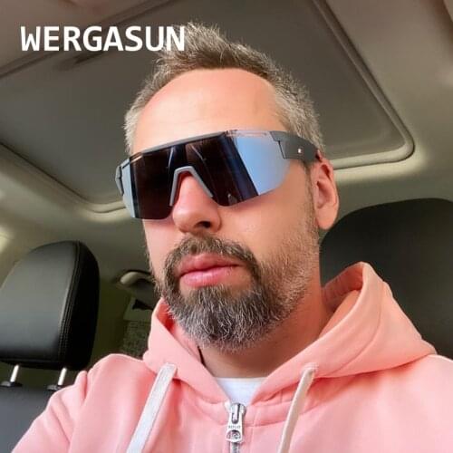 WERGASUN One Piece Rimless Sunglasses Women Sun Glasses Men Oversized Retro Eyeglasses Luxury Brand Designer Eyewear UV400