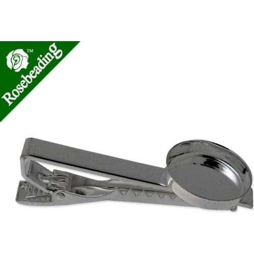 Tie Clip Bar with 18mm Round deep bezel,deep size about 3.5mm,Brass filled,Gun Metal Black plated,10pcs/lot-C4694