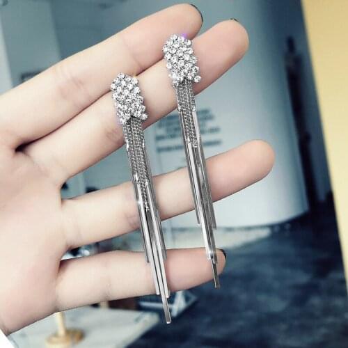 Korean Style Long Tassel Drop Earrings Female Metal Bar Fish Scale Arrow Brincos Fashion Exaggerated Earrings Jewelry Gift