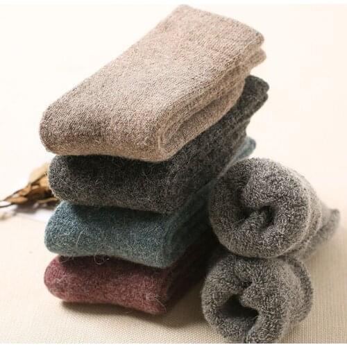 2020 Women Winter Warm Solid Color 2 Pair Wool Socks Super Thick High Quality Cashmere Snow Casual Resistance to cold