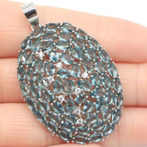 48x21mm Gorgeous Hollow Created Rich Blue Violet Tanzanite For Womans Daily Wear Silver Pendant Wholesale Drop Shipping