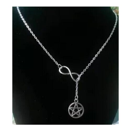 Vintage Silvert Infinity lariat Pentagram Lotus Flower Choker ANGELS Earth Guns Necklace Pendants For Women Jewelry S320