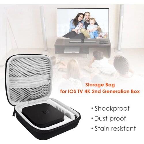 Hard HD STB Storage Package Black Nylon Travel Carry Storage Case for Apple TV 4K 2nd Generation Box Remote 160*155*80mm