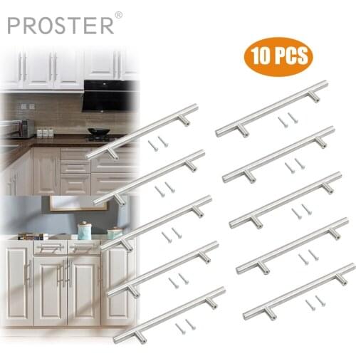 Proster for 10 pcs 200mm Kitchen Handle Cabinet Cupboard Door Drawer Handles Black T Bar