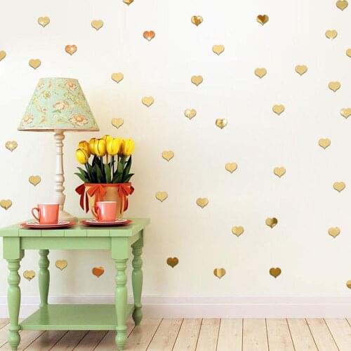 100pcs/lot 2cm Mini 3D Acrylic Mirror Wall Stickers Heart/Circle Shape Sticker Decal Mosaic Mirror Effect Livingroom Home Decor
