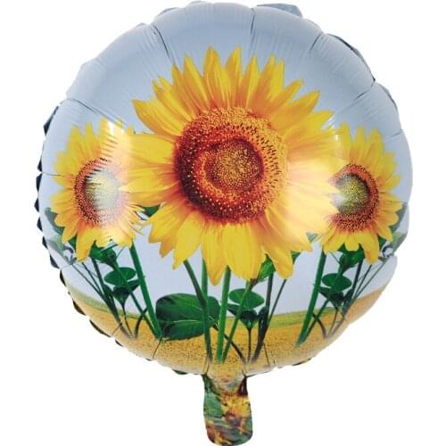 18 inch Sunflower Balloon Green Leaf Sunflower Aluminum Foil Balloon Daisy Decoration Birthday Party Balloons