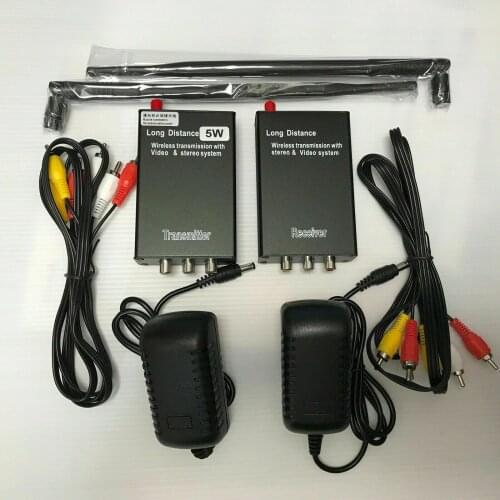 2.4GHz 2000M 12V 3W 5W Wireless Audio Video FM Transmitter AV Sender Receiver TX RX