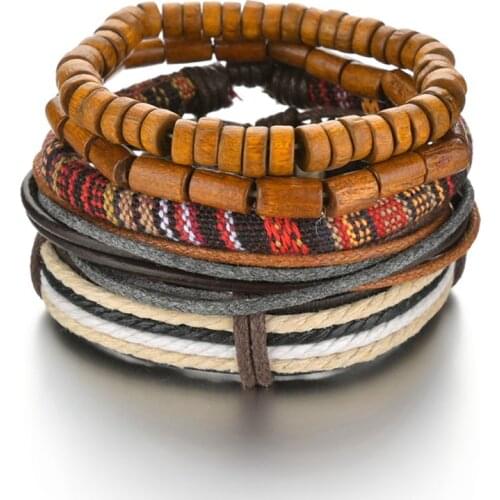 2021 Fashion Braided Wrap Leather Bracelets Vintage Charm Ethnic Tribal Wristbands Jewelry Accessories Gift