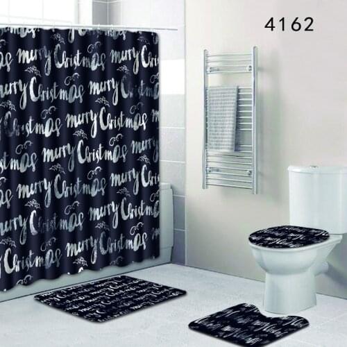 4pcs/set Shower Curtain Simple Modern Waterproof White Black Shower Curtains Bathroom Curtain Anti-slip Water-absorbing Carpet