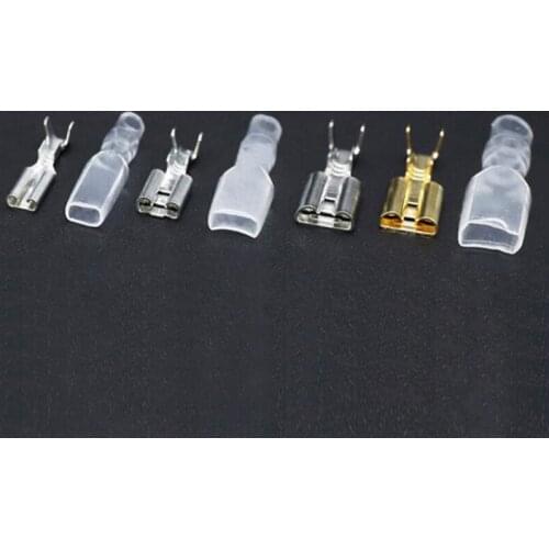 50sets/100pcs 2.8mm 4.8mm 6.3mm Brass PCB Electrical Insulating Sleeve Female Spade Crimp Connector Terminal For 22-16AWG