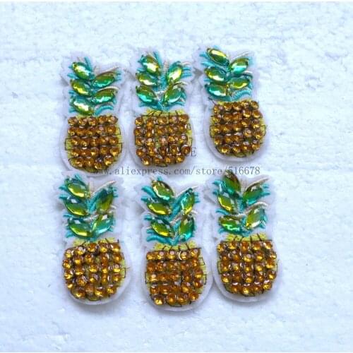 50piece/lot Beautiful Pineapple Beaded Patch for Clothing Sewing on Patch DIY Apparel Sewing Accessories 3cm*5cm
