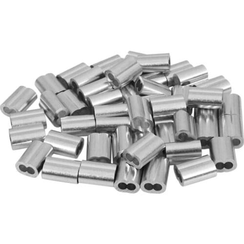 50Pcs 15Mm Aluminum Hourglass Ferrules Sleeve Crimp For 3Mm Wire Rope