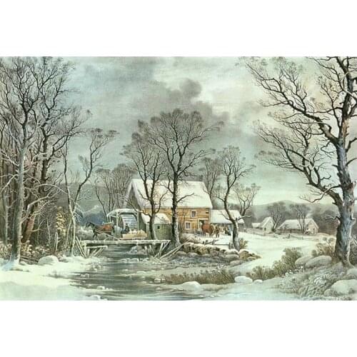 5d Diamond Painting House snow scene Cross Stitch Embroidery Flower Full Square Handmade Picture Of Rhinestones Gift Home Decor