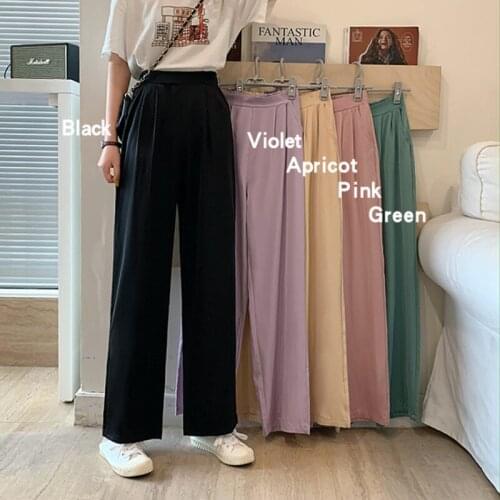 High Waisted Capri Pants Spring Summer Office Womens Wide Leg Pants Loose Casual Oversize Candy Colors Trouser Suits for Women