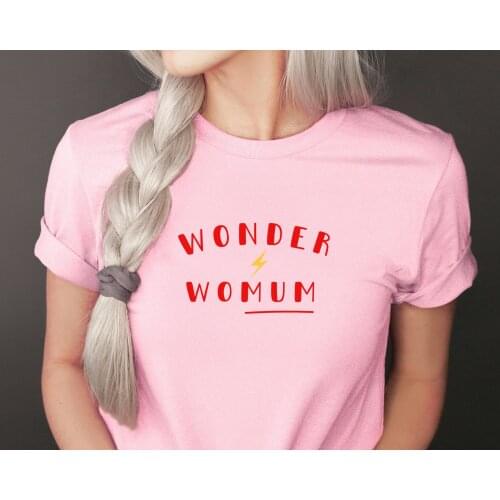 Wonder Womum T-Shirt, Mothers Day Gift Mum Gift For Her Womans T-Shirt Wonder camiseta rosa feminina tees hipster cotton tops
