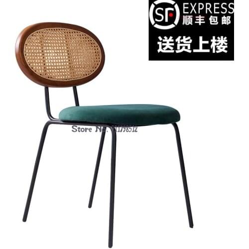 Designer rattan dining chair home simple creative backrest makeup chair nordic retro homestay casual restaurant chair