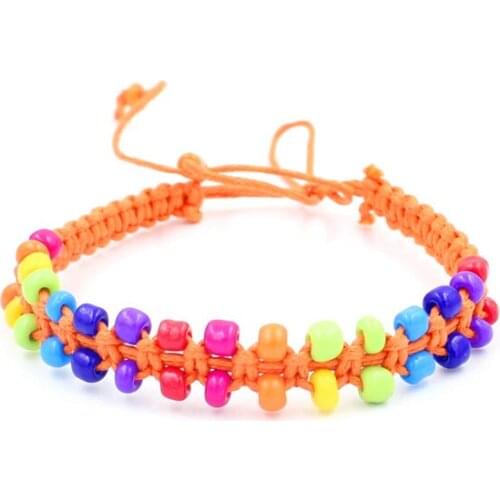 Double Row Beads Friendship Bracelets Adjustable Rope Handmade Charm/Strand Beaded Bracelets For Women Men