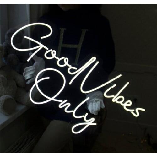 Custom Led Aesthetic Good Vibes Only Flex Light Sign For Home Room Wall Decor Kawaii Anime Cute Bedroom Decoration Mural