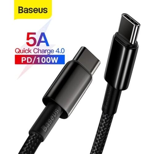 Baseus USB Type C to Type C Cable for Huawei Xiaomi Redmi 100W Fast Charging Data Cord Charger USB Cable C For MacBook iPad Pro