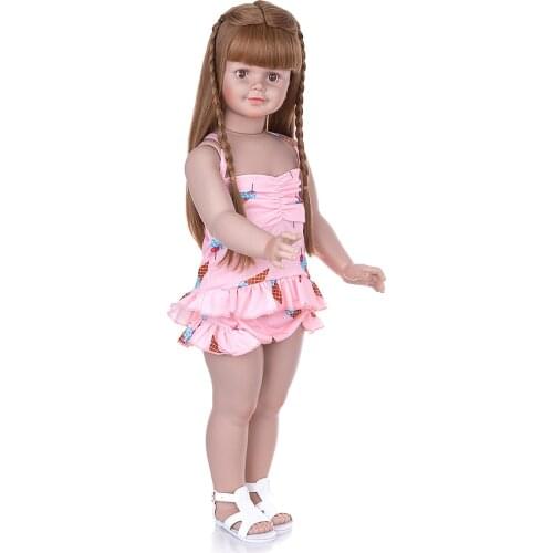 Bebes doll with 78 CM Huge Stand Doll Toddler Baby Girls All Body Silicone Lifelike Boneca Dressed Up Princess Child Playmate