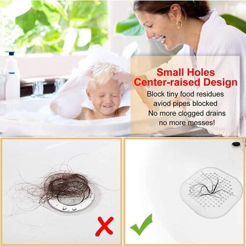 Hair Catcher Square Drain Cover for Shower Hair Stopper with Suction Cup Easy to Install for Bathroom Kitchen ALI88