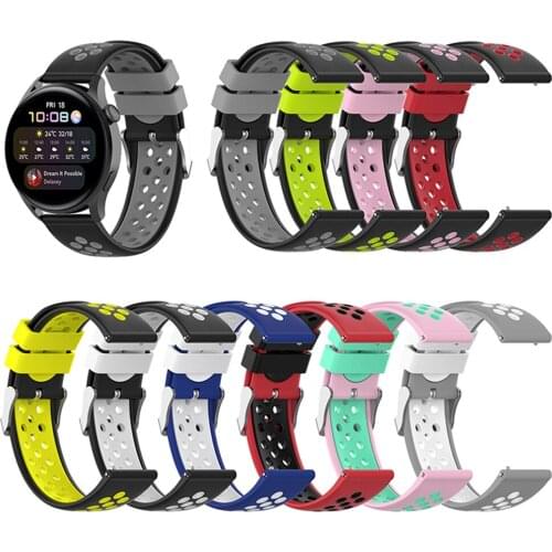 Fashion Dual-color Silicone Watch Strap Replacement Waist Belt Watchband for Huawei Watch3/Watch3 Pro/GT2 Pro