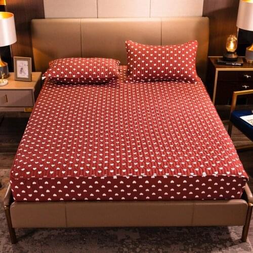 100% Cotton Mattress Protector Thicken Fitted Bedsheet Single/Queen/King Size Height 25cm Thicked Air-Permeable Bed Pad