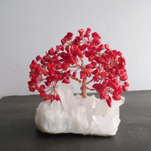 Natural crystal decoration pachira lucky tree natural white crystal base lucky free shipping