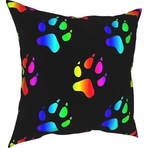 Paw Pattern Throw Pillow Cover Polyester Cushions for Sofa LGBT Pride Rainbow Creative Pillowcase