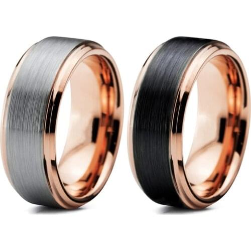 FDLK Unisex Rose Gold 8MM Stainless Steel Wedding Bands Surface Brushed Ring for Mens Womens Engagement Party Jewelry
