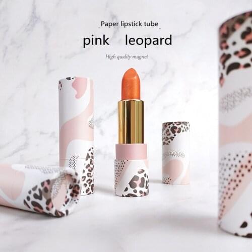Wholesale Paper Lipstick Tube Pink Lip Balm Container Empty Lipstick Shell Leopard Design Lip Cosmetics Makeup Tool