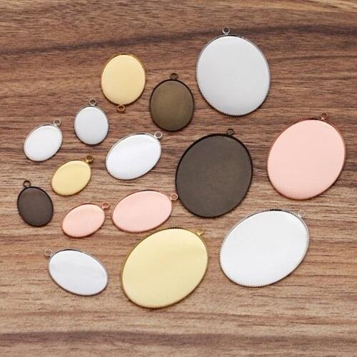 200pcs teeth oval tray 13x18mm 18x25mm 30x40mm jewelry bezel blank pendant base cabochon settings
