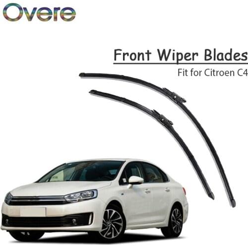 Overe 1Set Rubber Car Front Wiper Blade Kit For Citroen C4 MK1 MK2 2017 2016-2004 Hatchback Sedan Original replace Accessories