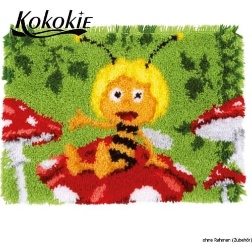 Latch hook rug canvas printing vloerklee Foamiran for needlework carpet embroidery yarn kit honeybee floor mat diy tapijt