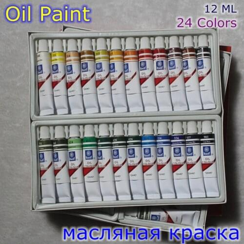 Professional Brand Oil Paint Canvas Pigment Art Supplies Acrylic Paints Each Tube Drawing 12 ML 24 Colors Set