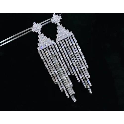 Fine women jewelry for party wedding 925 sterling silver with cubic zircon earring long tassels luxury jewelry 21*105MM