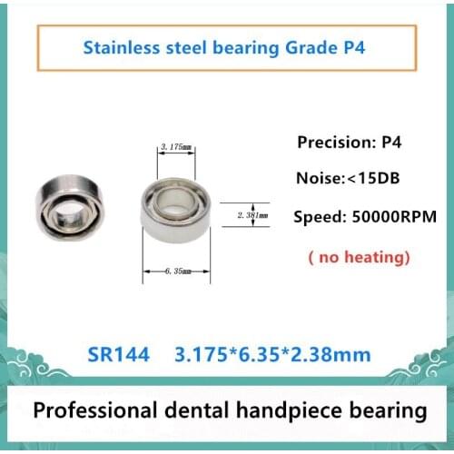 20pcs Dental Handpiece bearing SR144 3.175x6.35x2.38mm P4 stainless steel ball bearings for Bending machine 50000rpm no heating