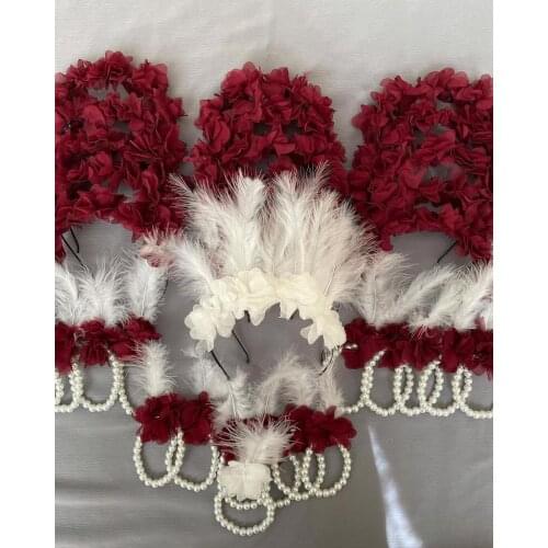 Chiffon Flower Head Band and Pearly Bracelet for Bride Bridesmaid Special Wedding Accessories Henna