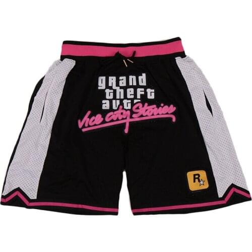 BG Basketball shorts GTA VICE Embroidery sewing Zip pocket outdoor sport big size various styles Black sandbeach shorts