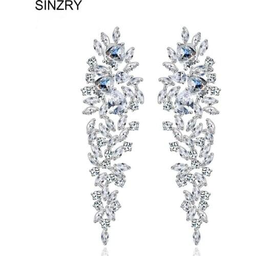 SINZRY New Bridal jewelry accessory Cut Cubic zircon Micro paved brilliant tassel wedding Drop Earrings for Women