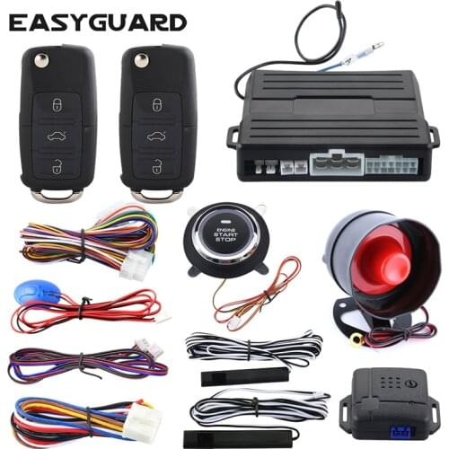 EASYGUARD pke keyless entry system remote starter push start button remote central locking with remote control car alarm kit