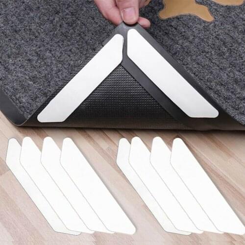 8pcs Anti Curling Carpet Tape Anti Slip Corners Edges Gripper Pads Kitchen Bathroom Blanket Non-Slip Sticker