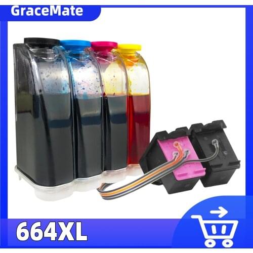 GraceMate 664 CISS Bulk Ink Replacement for HP 664 XL for DeskJet 1115 2135 2138 3635 1118 2138 3636 3638 4536 4676 4678 Printer