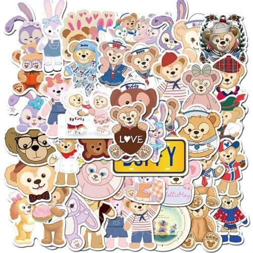 10/40Pcs/Set Duffy bear Graffiti Waterproof Skateboard Travel Suitcase Phone Laptop Luggage Stickers Cute Kids Girl Toys