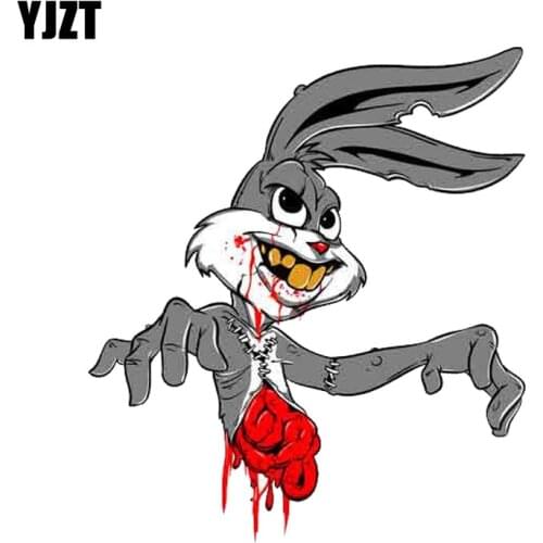 YJZT 11.7CM*13.3CM ZOMBIE Walking Dead Rabbit bloody Car Sticker Reflective Personality Decal C1-7467