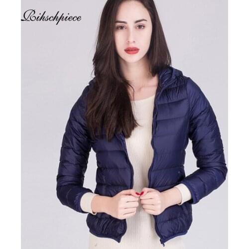 Rihschpiece 2018 Spring Plus Size 3XL Ultra Light Womens Down Jackets Hoodie Puffer Coat Duck Down Winter Coat RZF1455